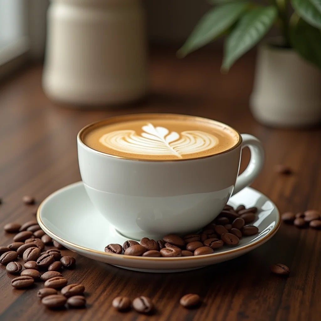 Coffee, Fresh Rosted, Latte, Looseleaf Teas - Latte and Looseleaf Teas with Fresh Rosted Coffee Tips